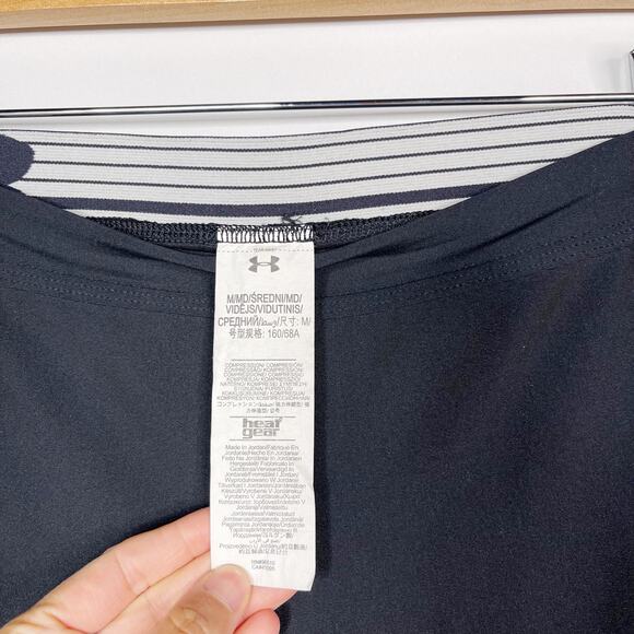 Under Armour Womens Medium M Black White Geometric Print Colorblock Leggings - Picture 11 of 14